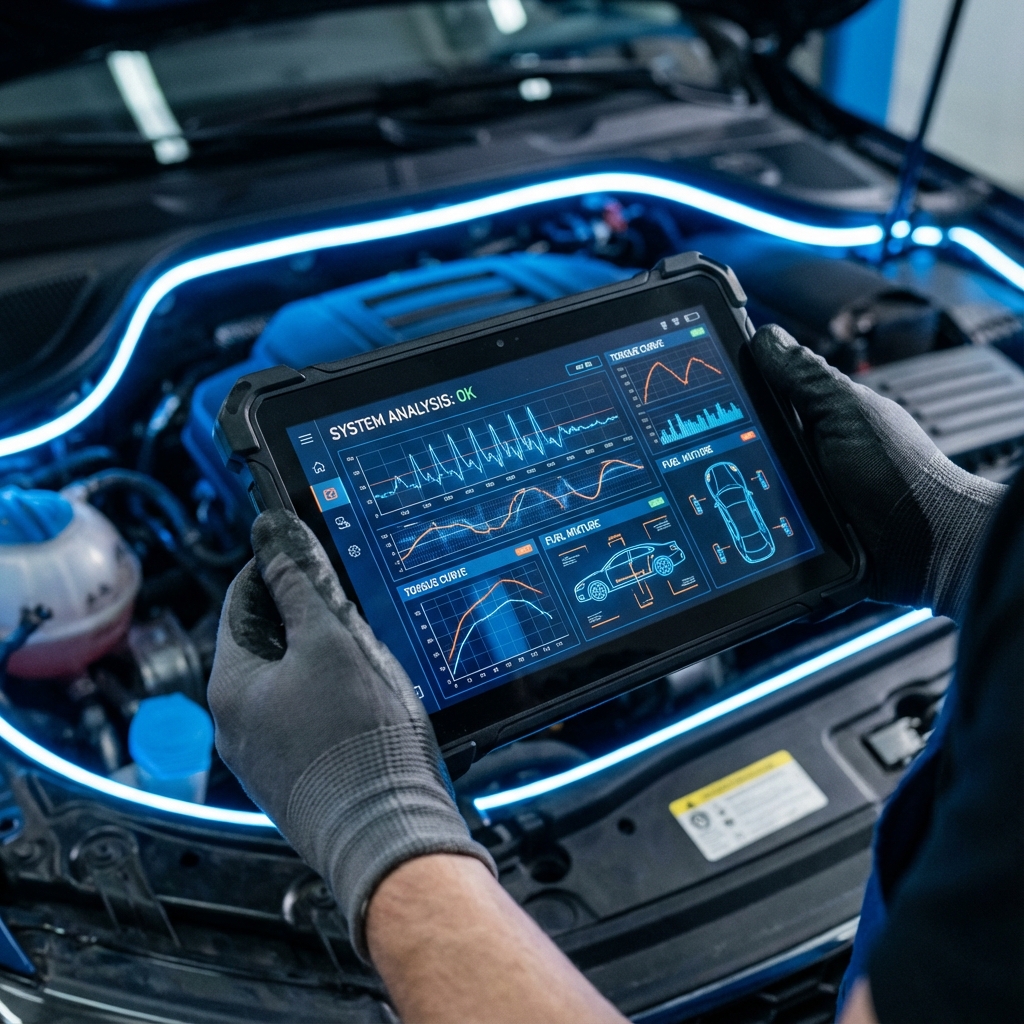 Tehnician cu laptop diagnoza auto DIESELNET